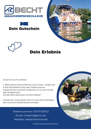 Wasserskischule Becht Geschenk-Gutschein